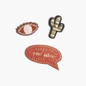 NWT Madewell Good Vibes Leather Pin Set